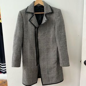 Zara Man Houndstooth Zip Plad Coat Medium
